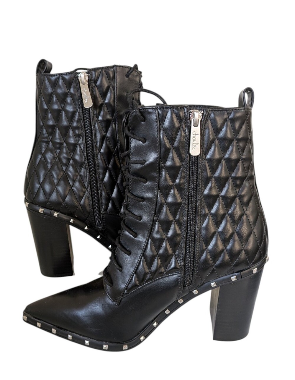 Charles David Diplomat quilted faux leather booties in black..Size 10